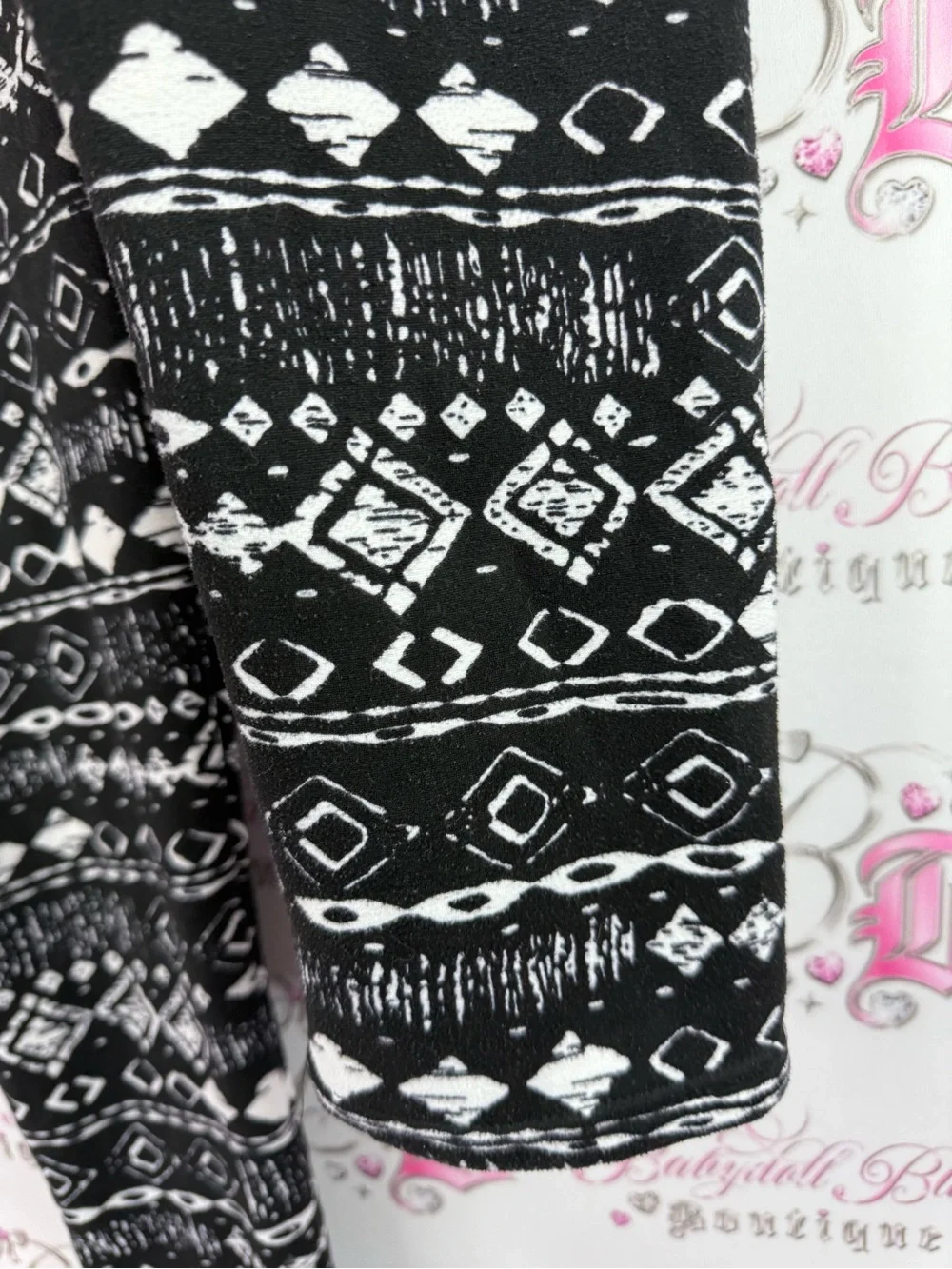 Just cozy fleece Black & White Aztec Print Leggings - Women's Stretch Leggings - Picture 5 of 8